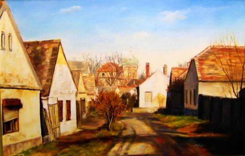 Jánosháza 1. Vár utca olaj-farost 40x60cm  2018
