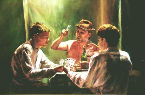 Kártyázók olaj-vászon 40x60 