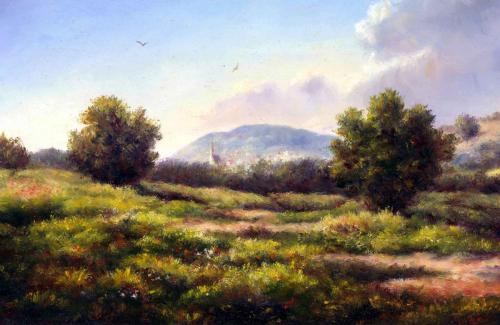 Virágzó mező olaj-farost 20x30 