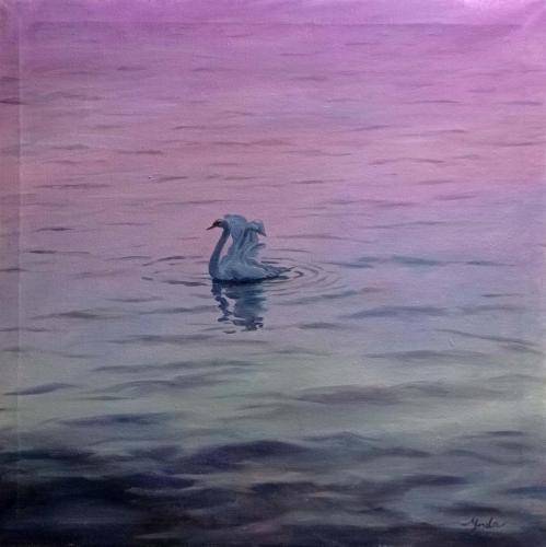 Lila Balaton olaj vászon 50x50cm 2021