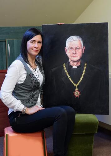 Dr. Kuminetz Géza rektor portréjával. Megrendelés. Olaj vászon 80x60cm